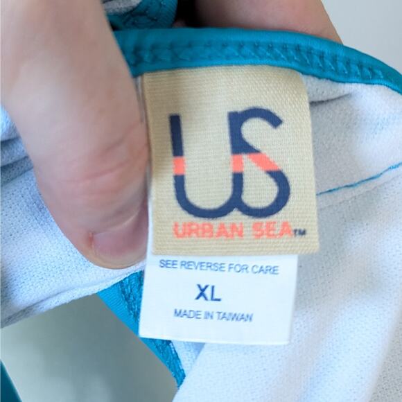 Urban Sea Aqua Blue-Green Cross Front Adjustable Strap Bikini Top Size XL - Picture 5 of 9